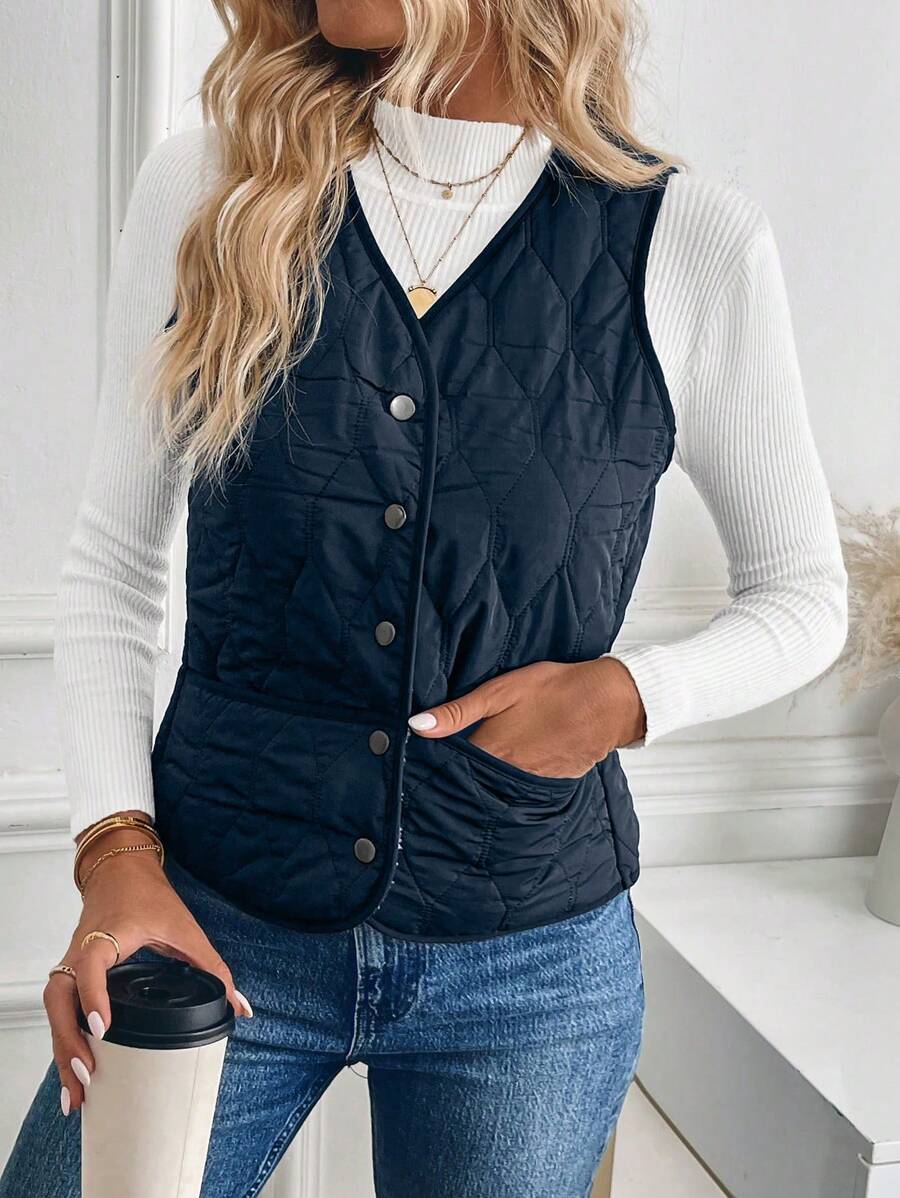 Chloe - Vadderad quiltad västjacka
