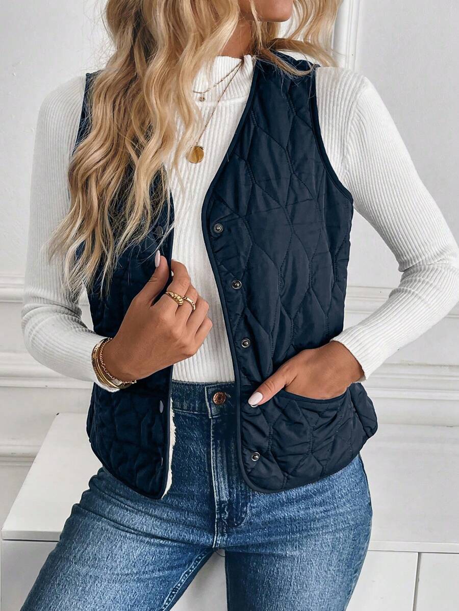 Chloe - Vadderad quiltad västjacka