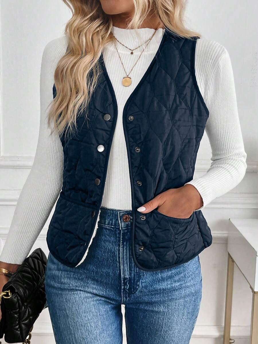 Chloe - Vadderad quiltad västjacka